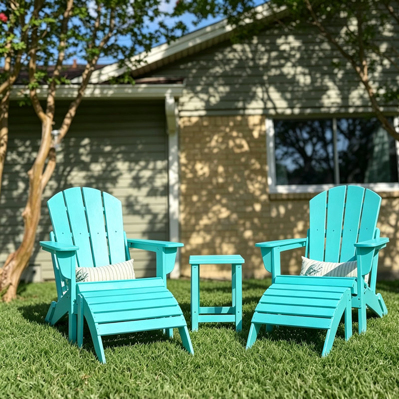 Adirondack Ottoman, HDPE Weather Resistant Adirondack Chair Footrest, Vert