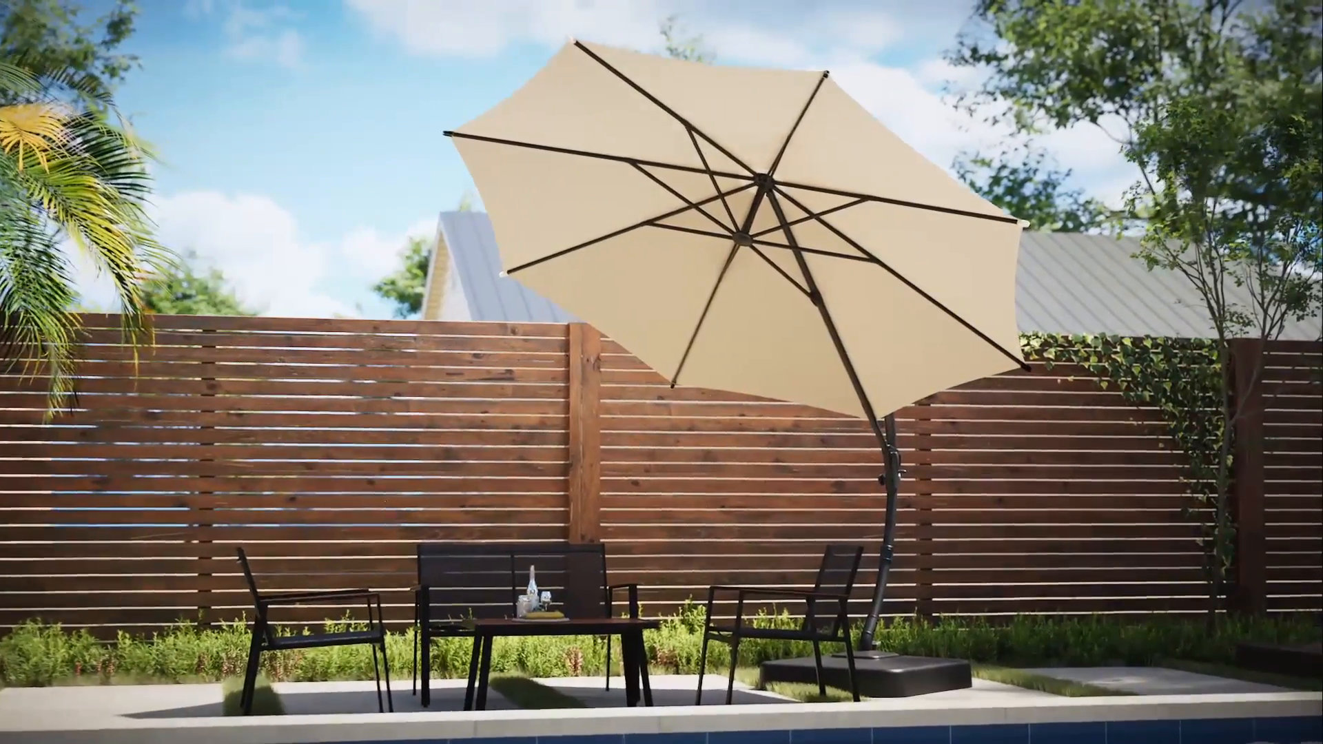 brooke folding wall mounted 10 ft patio umbrella AECOJOY 10ft Solar LED Outdoor Umbrella, Rectangular Large Offset Cantilever Umbrellas with 180 Rotation Sun Awning for Deck Pool Garden Backyard, Save Space, Grey : Patio, Lawn resistant polyester fabric ensure durability against sun and light rain 10' Offset Umbrella | Montgomery