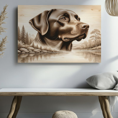 Chocolate Labrador Dog Brown Dog Portrait Rustic Nature Canvas Wall Art Print For Living Room, Bedroom, Office, Hallway, Entryway, Gallery Wall And Modern Home Decor