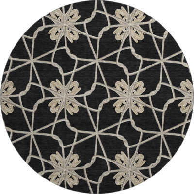 Premium Machine Washable Prisco Black Rug