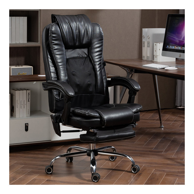 Fauteuil de massage avec chauffeur, repose-pieds, noir