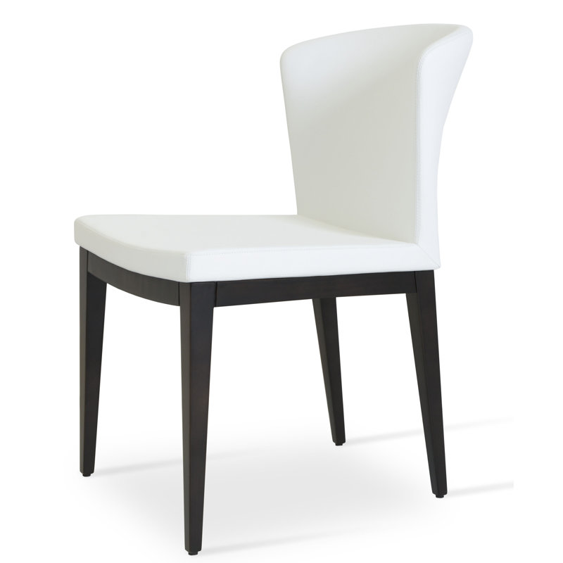 Chaise d'appoint Capri, Similicuir blanc, Wengé