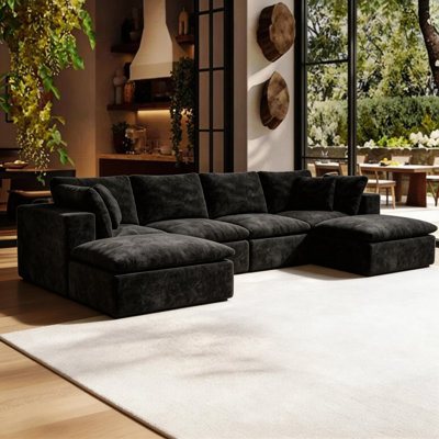 Large Modular Sectional Sofa,Convertible 3-Seater Floor Couch,No Assembly Required & Boxed Delivery,Plush With Pillows,Modern Minimalist In White