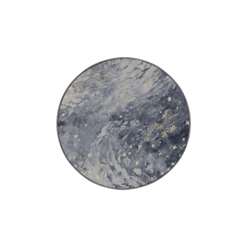 Machine Washable Gray Area Rug, Round 3'
