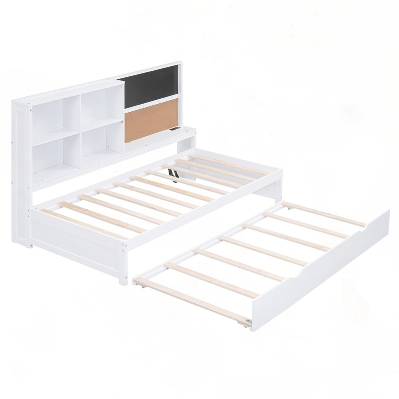 Lit de jour simple avec tablettes de rangement, Lit simple
