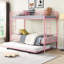 Lit superposé en métal avec lit gigogne rose - option de chambre à coucher moderne, économie d'espace efficace, structure en acier pour la durabilité, performance silencieuse et stable, grande capacité de charge, sécurité des escaliers sécuritaires, lit simple