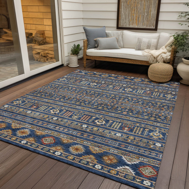 Machine Washable Indoor/Outdoor Boruta ACN2244 Navajo Rug, Rectangle 5' x 7'6"