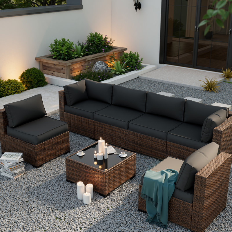 14-Piece Outdoor Sectional Cushions Set, Replacement Patio Cushions with Water-Resistant & Fade-Resistant Fabric, Non-Slip Seat Cushions with Zippered Covers for Patio Furniture