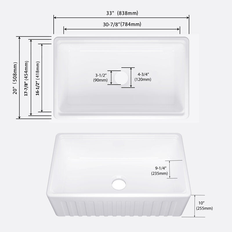 Ebern Designs Gurmannat 508mm W Single Bowl Ceramic Undermount Kitchen Sink