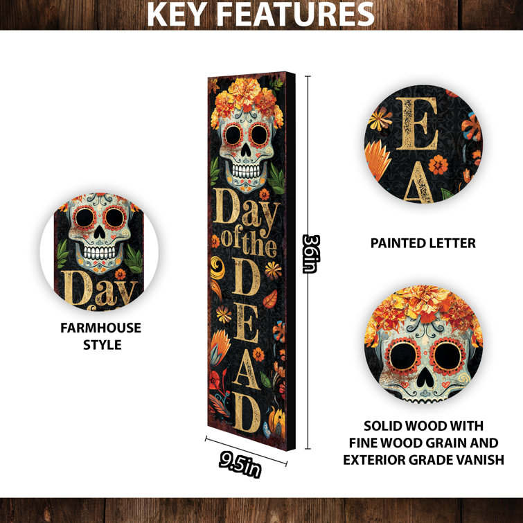 The Holiday Aisle® 36in Bienvenidos Sugar Skull Porch Sign | Wayfair