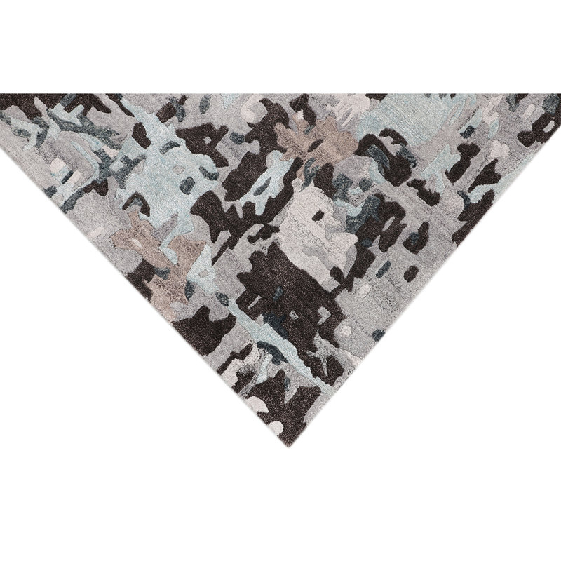 Hand Woven Wool Abstract Area Rug, Rectangle 3'9" x 5'10"