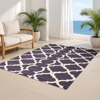 Trellis Purple Indoor and Outdoor Area Rug