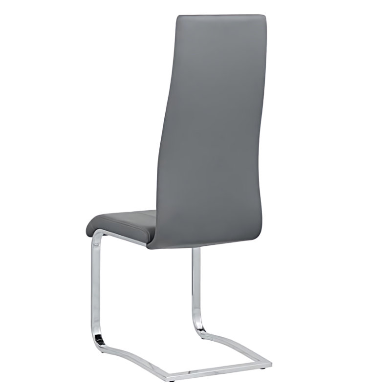 Burr Genuine Leather Metal Side Chair, Gray