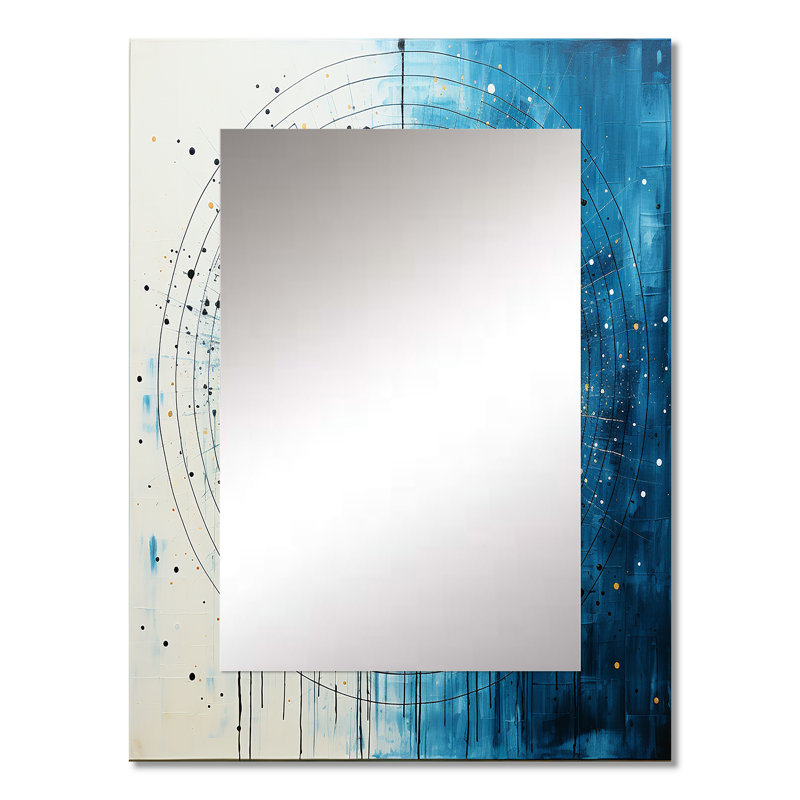 Blanc blanc bleu minimalisme lune - miroir mural minimaliste, miroir décoratif bleu, impression d'art en métal, 32 po x 24 po