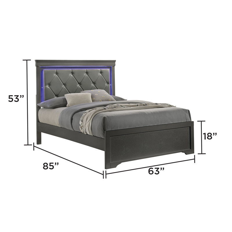 Mylhana Upholstered Standard Bed, Gray, Queen