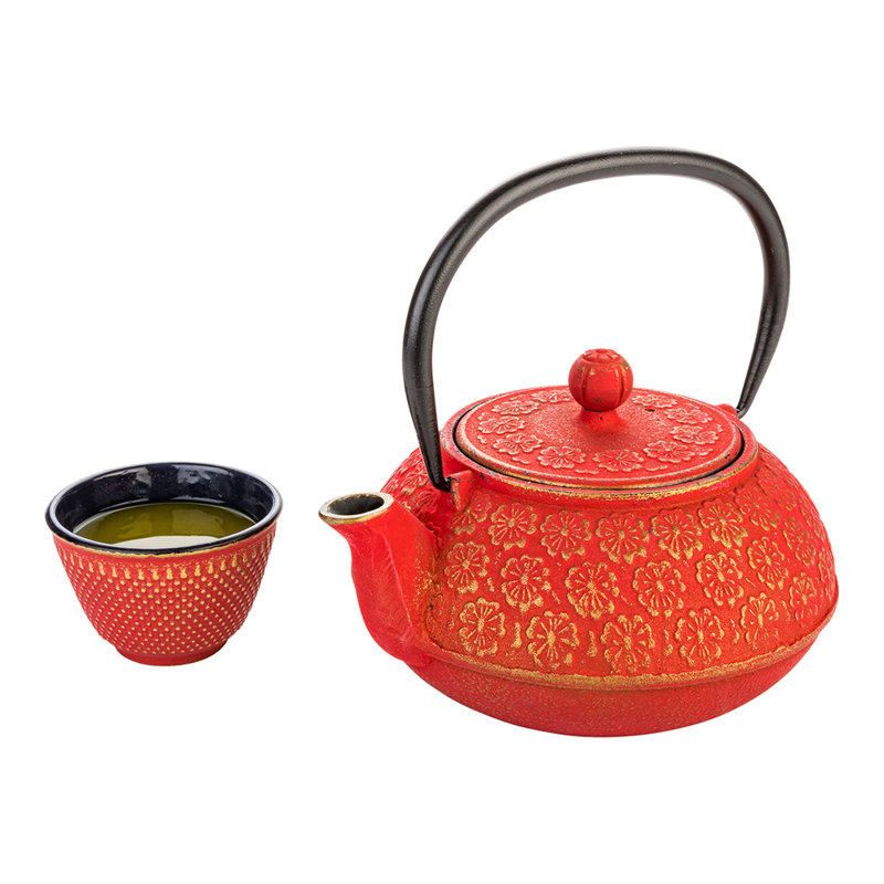 Fleurs de cerisier 30 oz Théière Stovetop Safe, Rouge