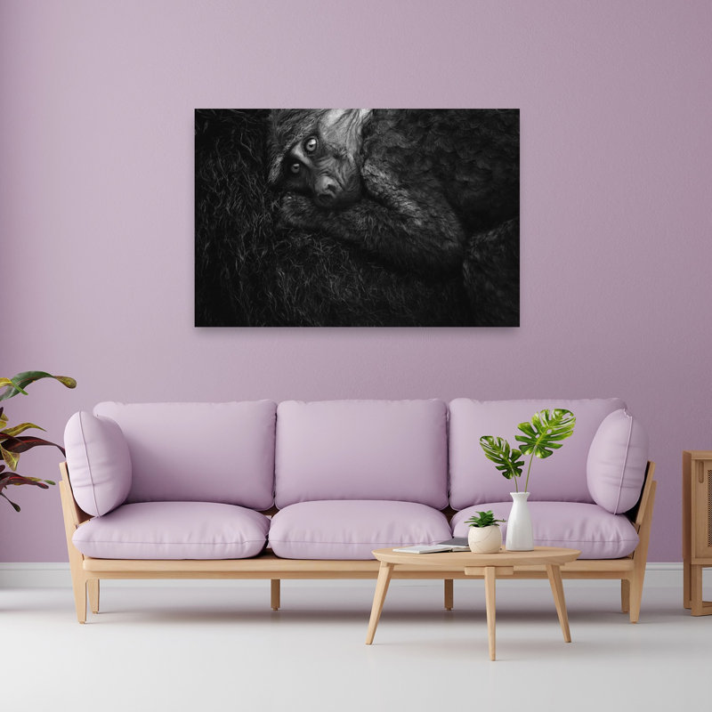 Soulful Baby Monkey Gaze Contemporary Monkey Wall Art Print, 101.6cm H x 152.4cm W