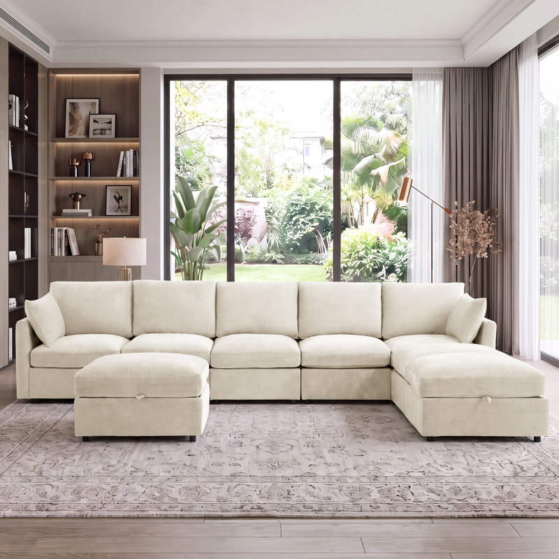  Canapé modulaire en U Sarang, Chenille beige