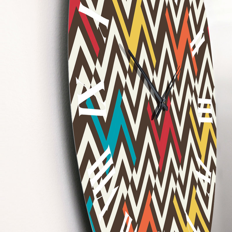 Horloge murale à motif zigzag en rouge et bleu, Grand