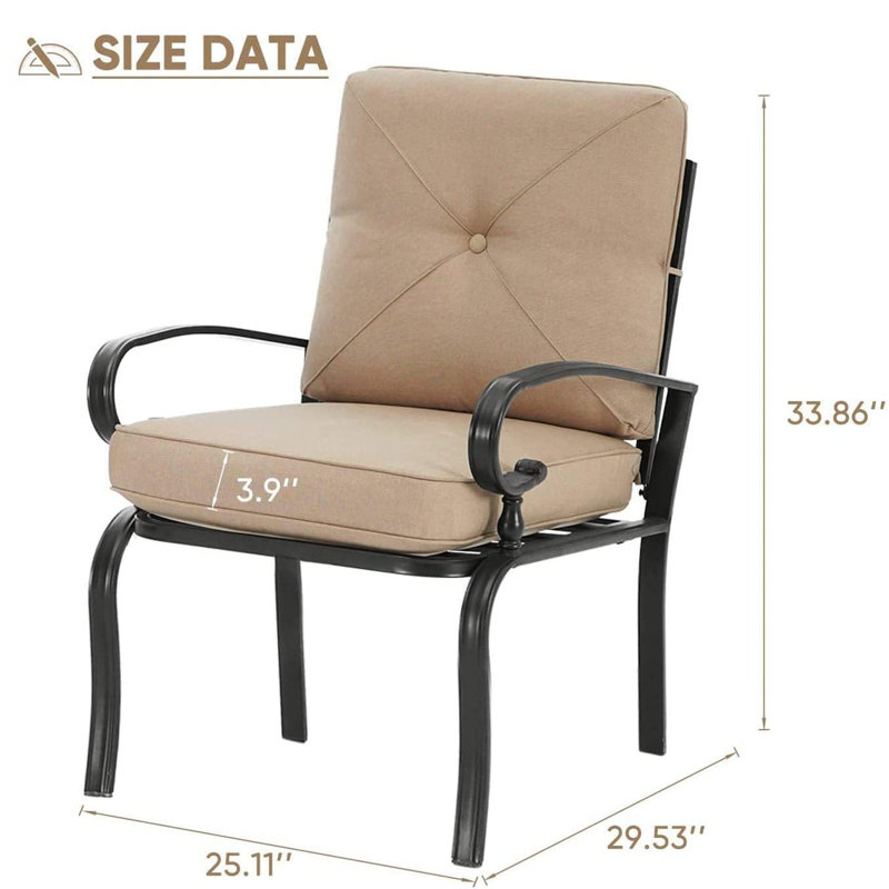 Chaise de patio avec coussins Abubakarr, Brun clair