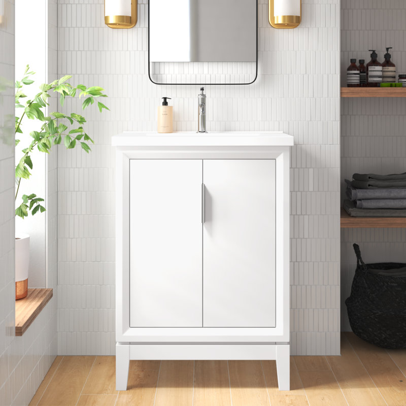 Ensemble de meuble-lavabo simple 24 po Elise, Gris cachemire, Chrome