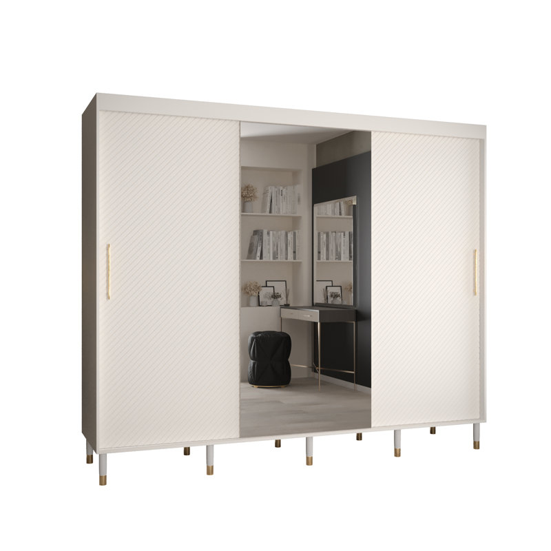 Lanece 3 Door Manufactured Wood Wardrobe, White