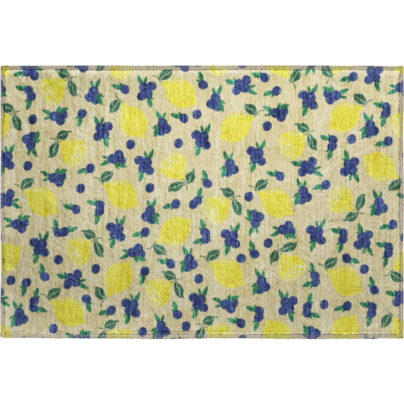 Premium Machine Washable Mayfield  Fruits Rug, Wheat, 2'6" x 3'10"