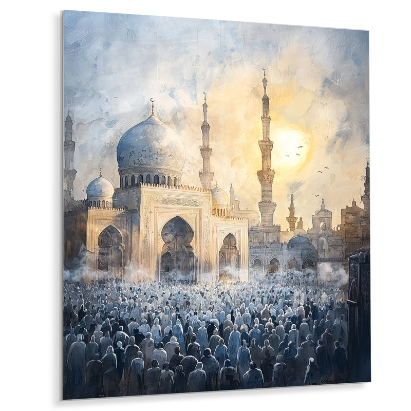 «Prayer Time Cairo égypt III», décoration murale en métal, impression traditionnelle, H 20 po x l 12 po x P 0,84 po