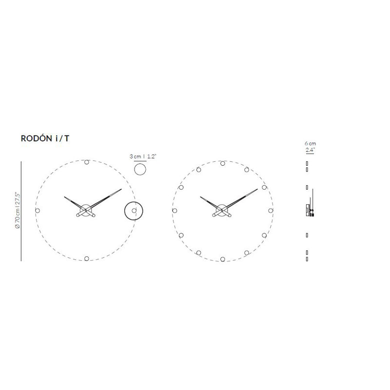 Rodon Analog Wall Clock, Brass/Walnut
