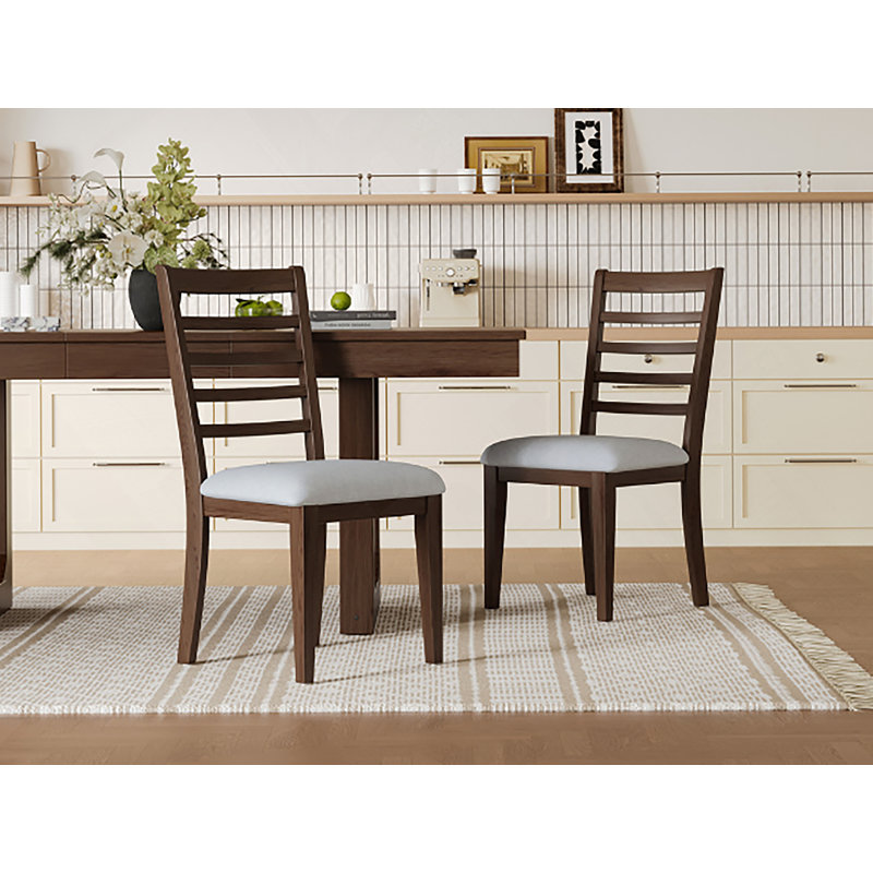 Ensemble de chaises de salle à manger Classic Farmhouse avec dossier trapézoïdal et confort sans accoudoirs, Noyer