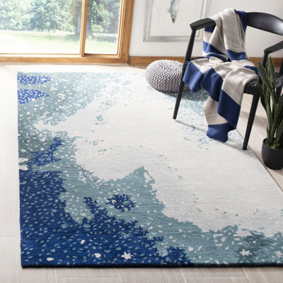 Tapis bleu en laine touffeté à la main Amiere