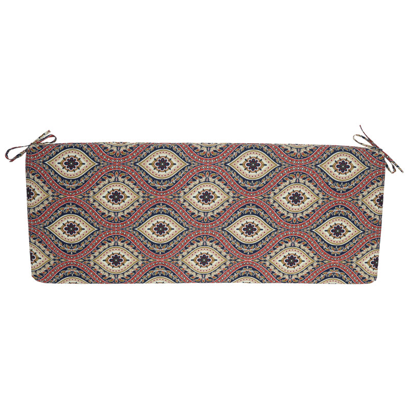Coussin de banc d'extérieur, L 54 po x P 19 po, Rouge / brun clair / Jasmina Lakewood marocain