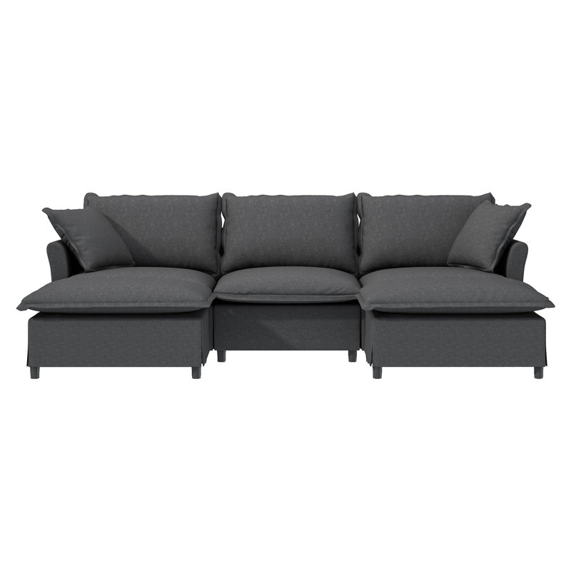 Canapé modulaire avec repose-pieds Chenille, Gris