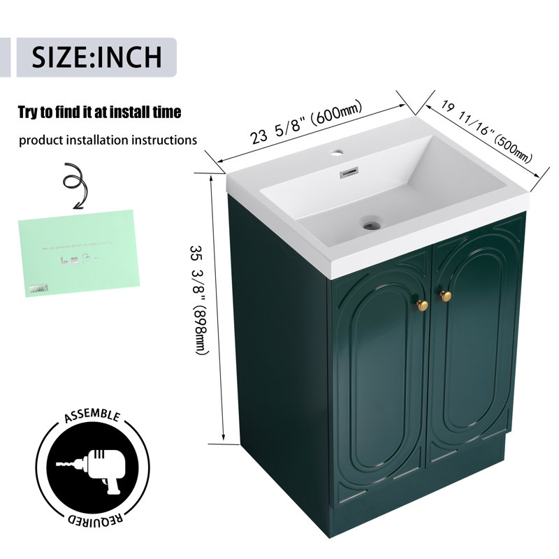  Miterdale 24'' Single Bathroom Vanity Set, Green, 24''