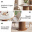 Table de salle à manger 31,5 po en pierre frittée ronde pour 2 à 4 personnes, table de cuisine avec base en bois massif cannelé pour le salon, la salle à manger, le bar maison, blanc et brun