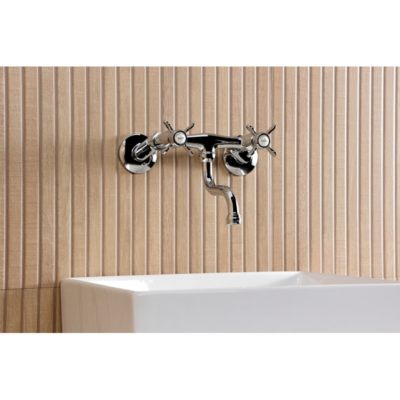 Kingston Brass Essex Two-Handle 2-Hole Wall Mount Bathroom Faucet, Polished Chrome
