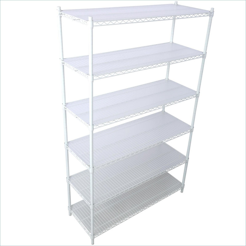 Étagère de rangement 84 fils x 84 po x L 48 po x P 20 po à grande capacité réglable en métal robuste blanc doux, Blanc