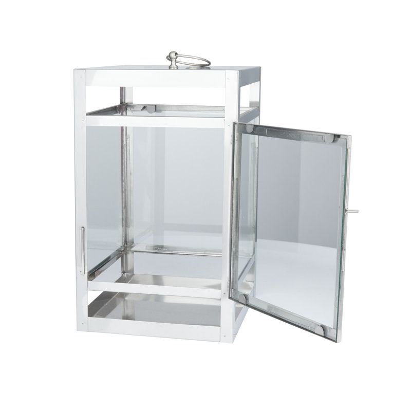 20.5'' H Stainless Steel Tabletop Lantern, Silver