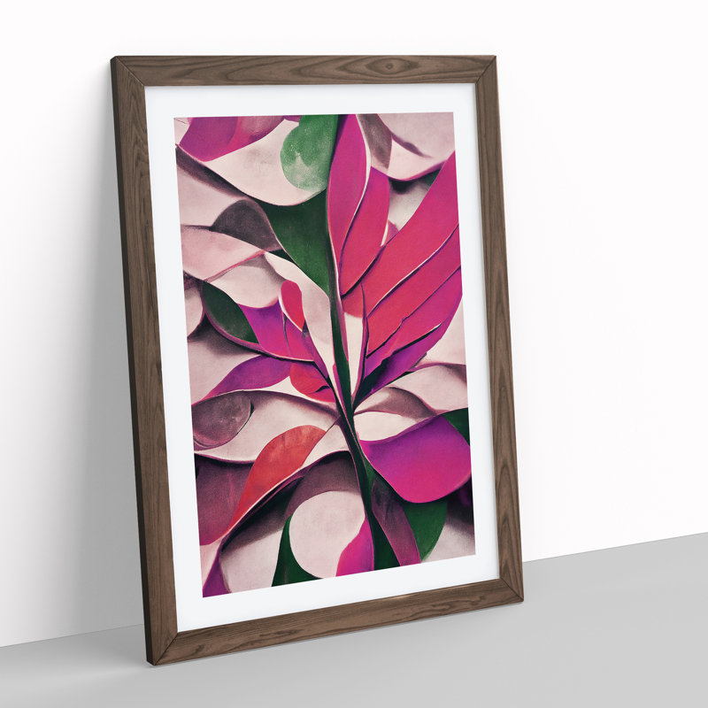 Abstract Leaf Art No.4 - Framed Print, 34cm H x 25cm W x 2cm D, Walnut Framed