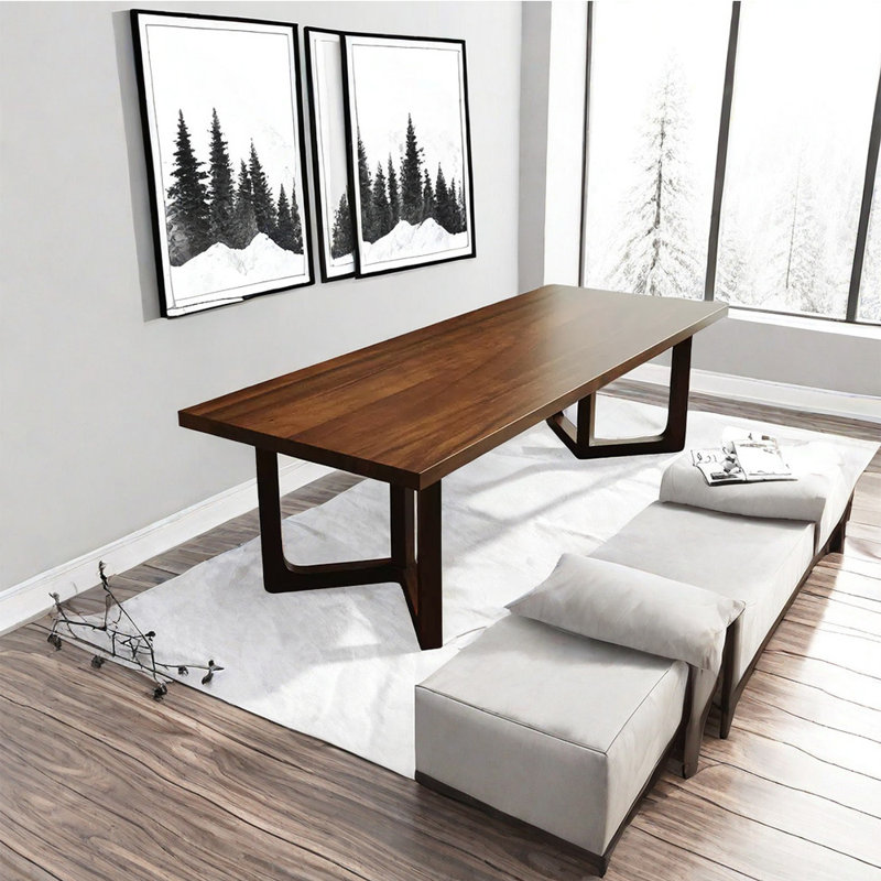 Roushey Walnut Solid Wood Dining Table, 29.53”H x 55.12”L x 27.56”W