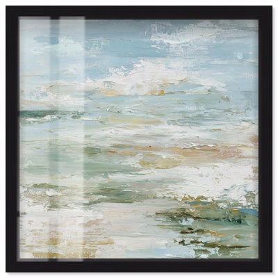 Coastal Haze Shadowbox Print Minimalist Wall Decor by Art Remedy, Black Frame, 31 x 31
