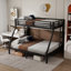 Lit superposé simple au-dessus de grand lit en métal pour les adolescents et les adultes, peu encombrant / sans sommier