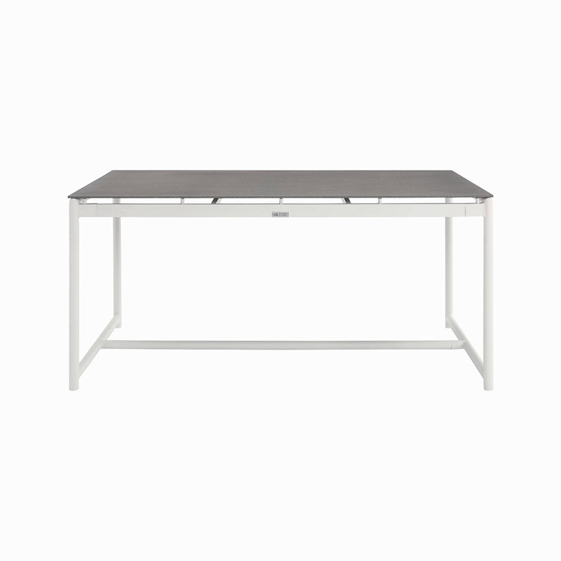 Table de salle à manger extérieure en aluminium et teck Crown White