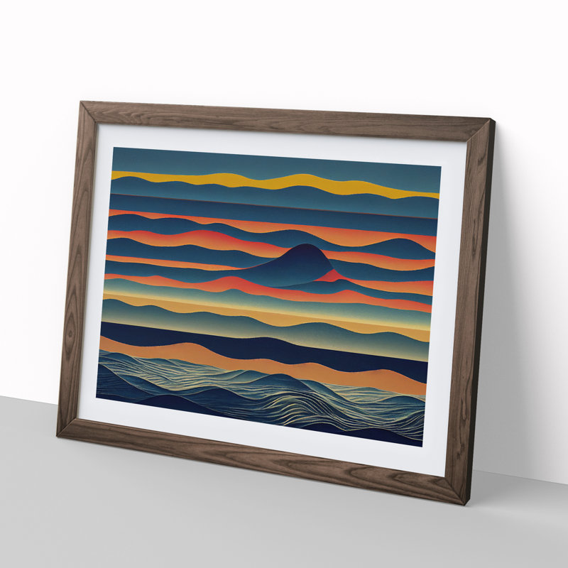 Abstract Mountains - Framed Print, 34cm H x 46cm W x 2cm D, Walnut