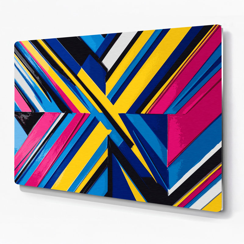 Hard Edge 75, art mural en métal mauve, H 11 po x l 14 po