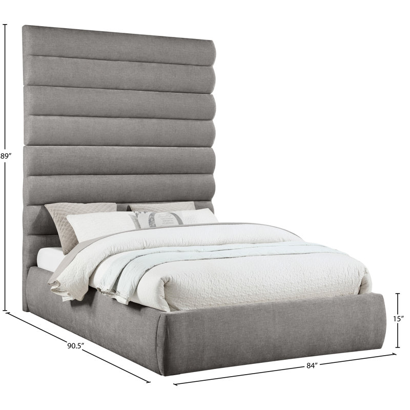 Adam Fabric Bed, Queen, Grey, Chenille Fabric