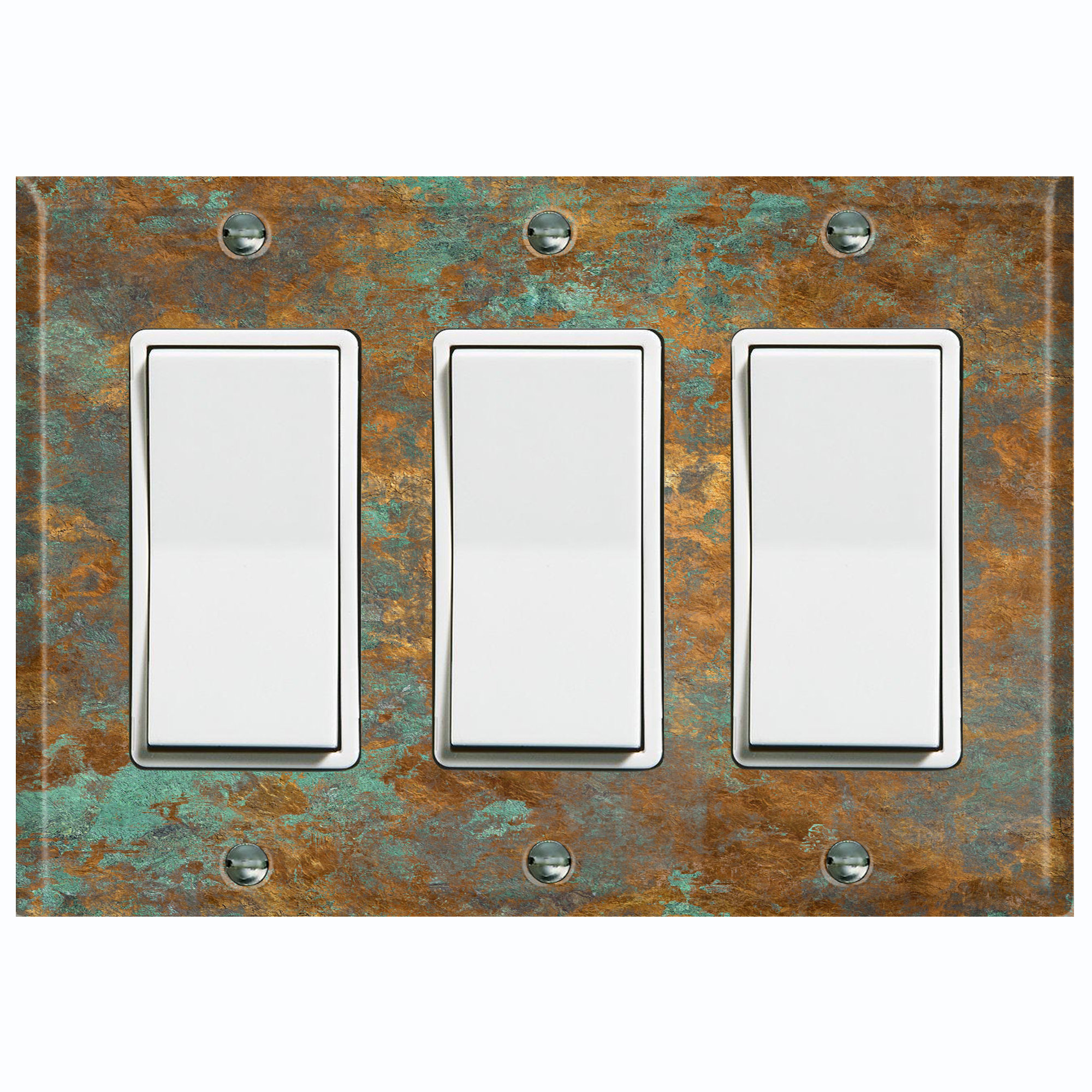 WorldAcc Copper Rust Patina Teal Print 3 - Gang Rocker Standard Wall ...