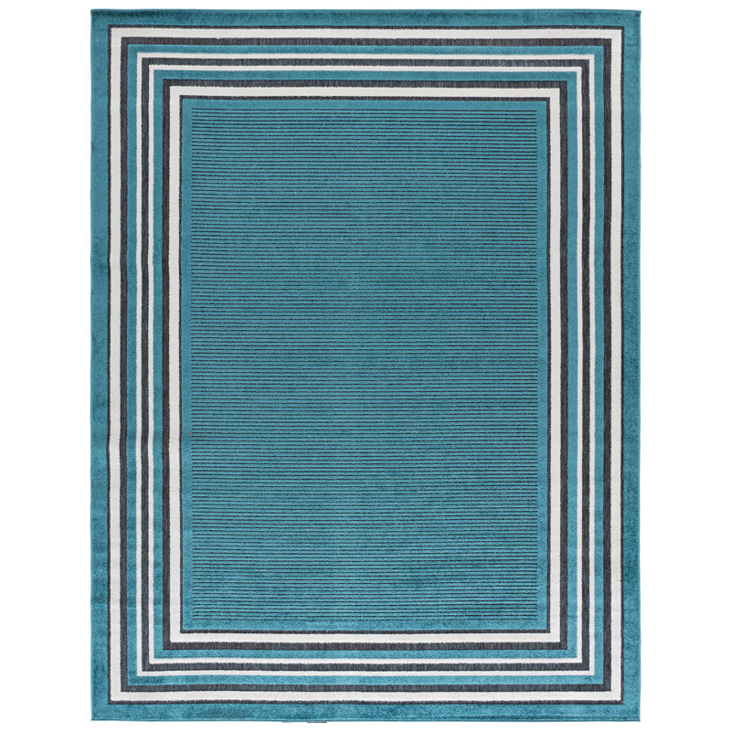 Tapis Brysin 634 en turquoise / ivoire, Rectangle 8 pi x 10 pi