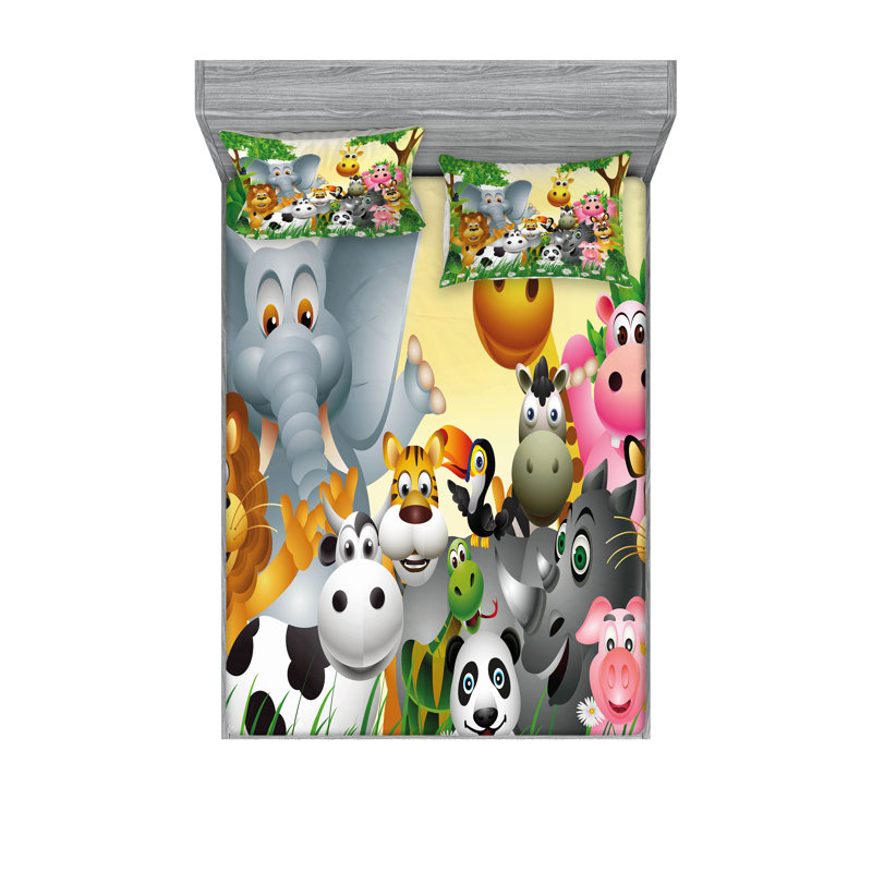 Multicolore drap-housse et coussin décoratif Ambesonne, Ensemble de draps pour grand lit + 5 pièces suppl