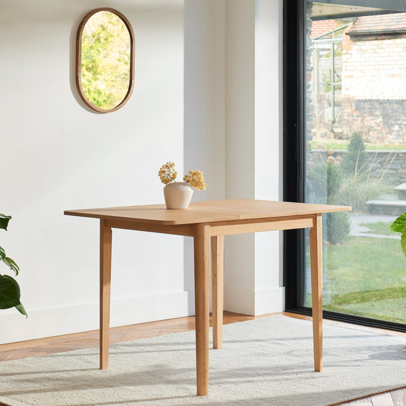 Extendable Solid Wood Base Dining Table, Whitewash Oak